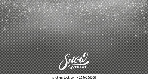 Snow. Realistic snow overlay background. Winter Christmas and New Year snow decoration