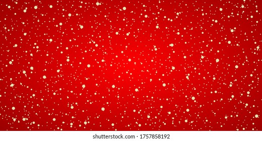 Snow red background. Christmas snowy winter design. White falling snowflakes, abstract landscape. Cold weather effect. Magic nature fantasy snowfall texture decoration. Vector illustration
