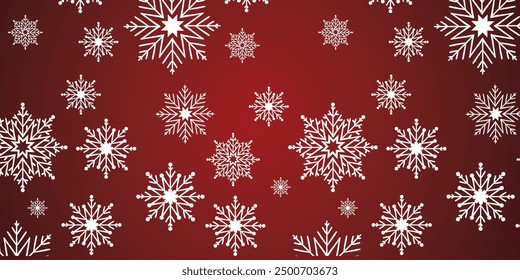 Snow red background. Christmas snowy winter design. White falling snowflakes, abstract landscape. Cold weather effect. Magic nature fantasy snowfall texture decoration. Vector illustration