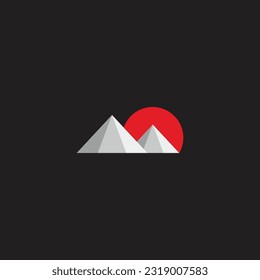 snow red sun gradient japan symbol logo vector 