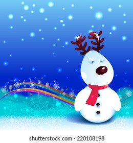 Snow reindeer christmas background