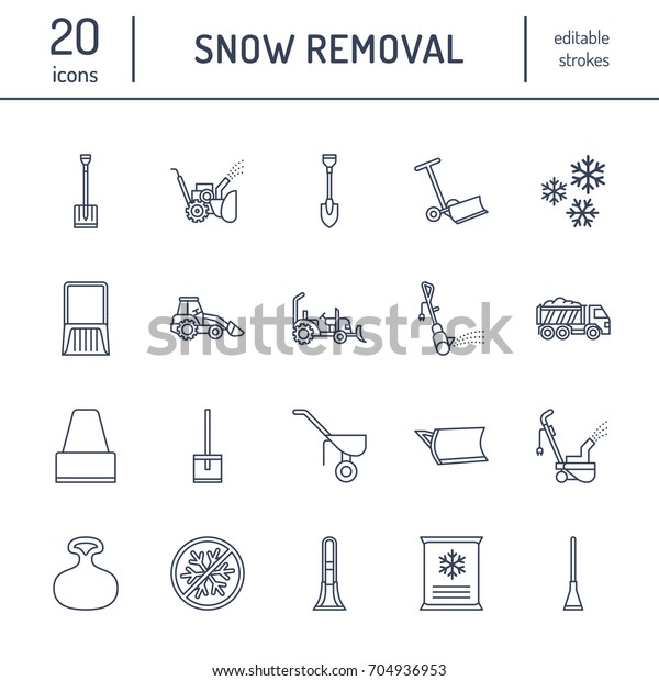 Snow Removal Flat Line Icons Ice Stock Vector (Royalty Free) 704936953