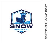 Snow removal logo with badge in masculine style design