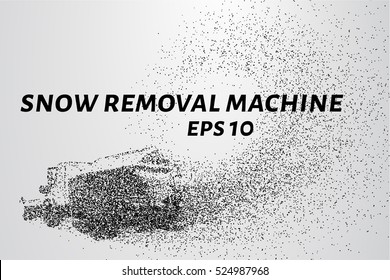 Snow removal machine particles, consists of circles and points. Vector illustration.