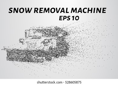 Snow removal machine particles. consists of circles and points. Vector illustration.