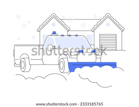 Snow removal service abstract concept vector illustration. Using a snow blower, private house maintenance service, winter excavator works, cold weather, local area cleaning abstract metaphor.