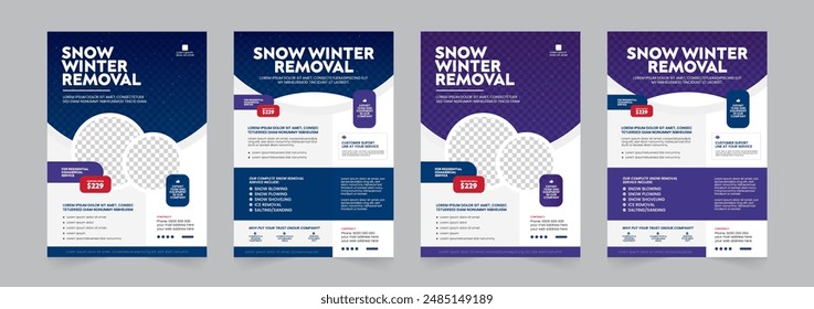 Snow Removal Service Corporate Business Double side or Page Flyer Template Design