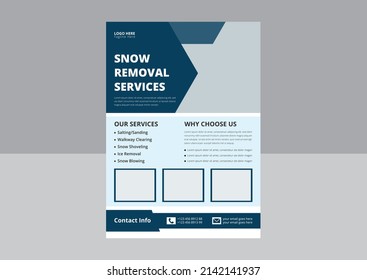 Snow Removal Service Flyer Template. Snow Cleaning Service Flyer Poster Leaflet Design. Cover, A4 Size, Flyer Design.