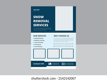 Snow Removal Service Flyer Template. Snow Cleaning Service Flyer Poster Leaflet Design. Cover, A4 Size, Flyer Design.