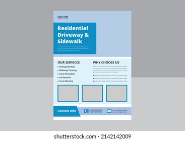 Snow Removal Service Flyer Template. Snow Cleaning Service Flyer Poster Leaflet Design. Cover, A4 Size, Flyer Design.