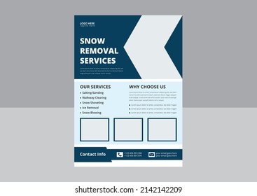 Snow Removal Service Flyer Template. Snow Cleaning Service Flyer Poster Leaflet Design. Cover, A4 Size, Flyer Design.