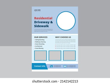 Snow Removal Service Flyer Template. Snow Cleaning Service Flyer Poster Leaflet Design. Cover, A4 Size, Flyer Design.