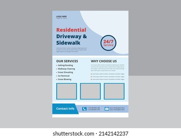 Snow Removal Service Flyer Template. Snow Cleaning Service Flyer Poster Leaflet Design. Cover, A4 Size, Flyer Design.