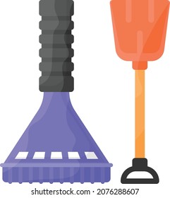 Snow Removing Tools Concept, Pan and Shovel Vector Color Icon Design, Winter Season activities Symbol, Coldest Weather Sign, Snow and frost Stock Illustration