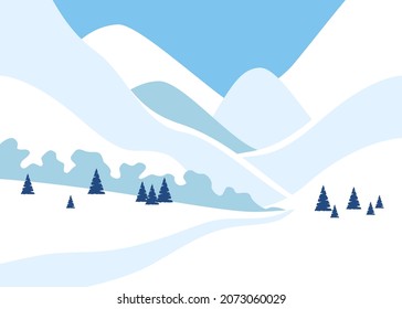 Estación de nieve en montaña, paisaje invernal. Estilo de vida saludable, recreación al aire libre. Ilustración del vector