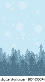 snow scape seasonal scene with pines forest vector illustration design