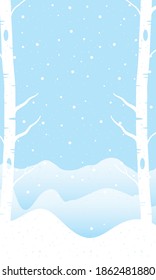 snow scape seasonal scene with trees fozen vector illustration design