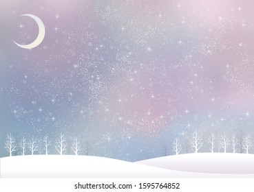 Snow scenery, watercolor winter scenery