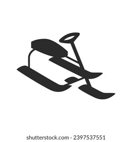 Snow scooter vector icon silhouette on white background