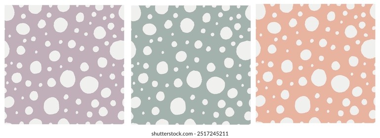 Snow seamless pattern. Hand drawn dots background set. Big and small blobs. 