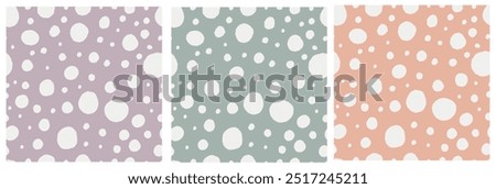 Snow seamless pattern. Hand drawn dots background set. Big and small blobs. 