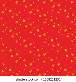 Snow seamless pattern on red background. Can be used for wrapping paper, websites etc.