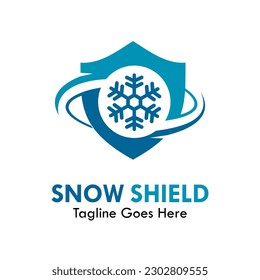 Ilustración del logotipo de diseño de escudo de nieve