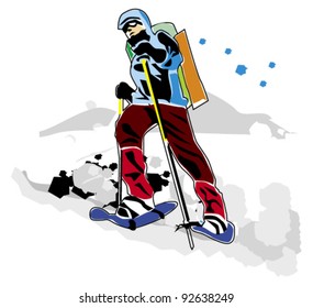 snow shoeing vector illustration