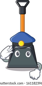 Snow shovel Cartoon mascot performed as a Police officer