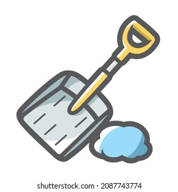 Snow shovel cleaning Vector icon Cartoon illustration.