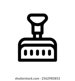 Snow shovel. Editable stroke vector icon.