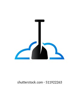 Snow and shovel icon in duo tone color. Winter cleaning