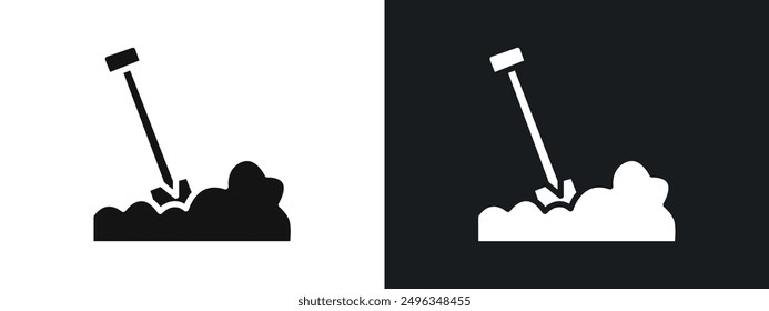 Snow and shovel icon linear graphics set vector in black