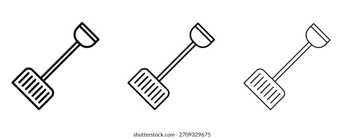 Signo de estilo lineal de icono de pala de nieve para concepto móvil y Diseño web.