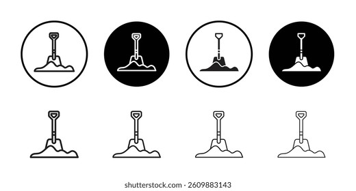 Snow and shovel icon Simple thin outline