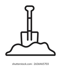 Snow and shovel icon Thin line illustration