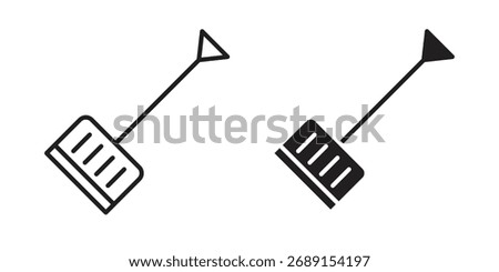 Snow shovel icon vector in simple flat design, outline.