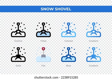 Snow shovel icons in different style. Snow shovel icons set. Holiday symbol. Different style icons set. Vector illustration