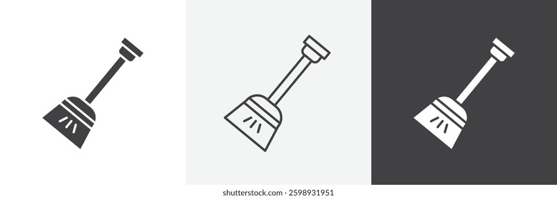 Snow shovel icons in Thin line black color. flat simple vector symbols illustration.