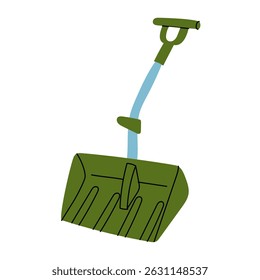 Snow shovel, illustration from insulated. Gardening tools. Seasonal work. An item for agricultural crops. Suitable for ecology, garden, cleaning, household, packaging design, infographics.