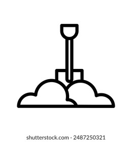 Snow and shovel linear logo mark in black and white