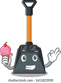 Snow shovel mascot cartoon design with ice cream