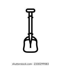 snow shovel mountaineering adventure line icon vector. snow shovel mountaineering adventure sign. isolated contour symbol black illustration