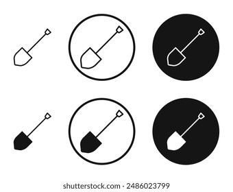 Schneeschaufel umrissen Symbol Vektorgrafik Kollektion.