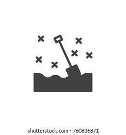 Snow shovel and snowflakes icon vector, filled flat sign, solid pictogram isolated on white. Symbol, logo illustration.