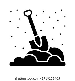 Ilustração do vetor da ferramenta da pá da neve, ícone do estilo sólido