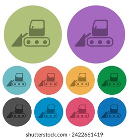Snow shovel tractor darker flat icons on color round background