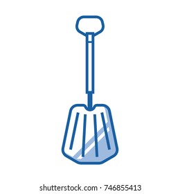 Snow shovel vector icon in line art style. Emergency or avalanche spade isolated on white background.