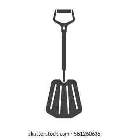 Snow shovel vector silhouette illustration. Sport emergency or avalanche shovel icon isolated on white background.