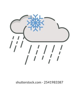 Snow Showers weather icon linear style isolated white.